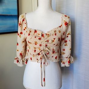Crop Top Floral with Stretch and Cinching